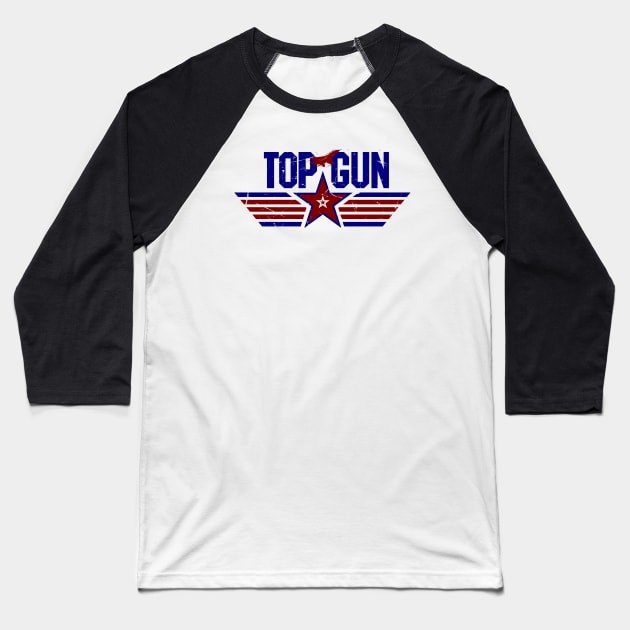 top gun retro emblem Baseball T-Shirt by HANASUISI